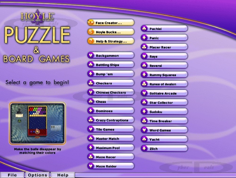 Hoyle puzzle and board games