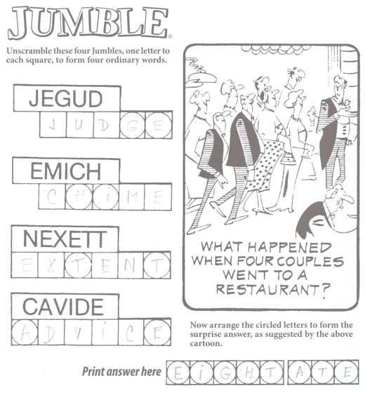 Word puzzle solutions