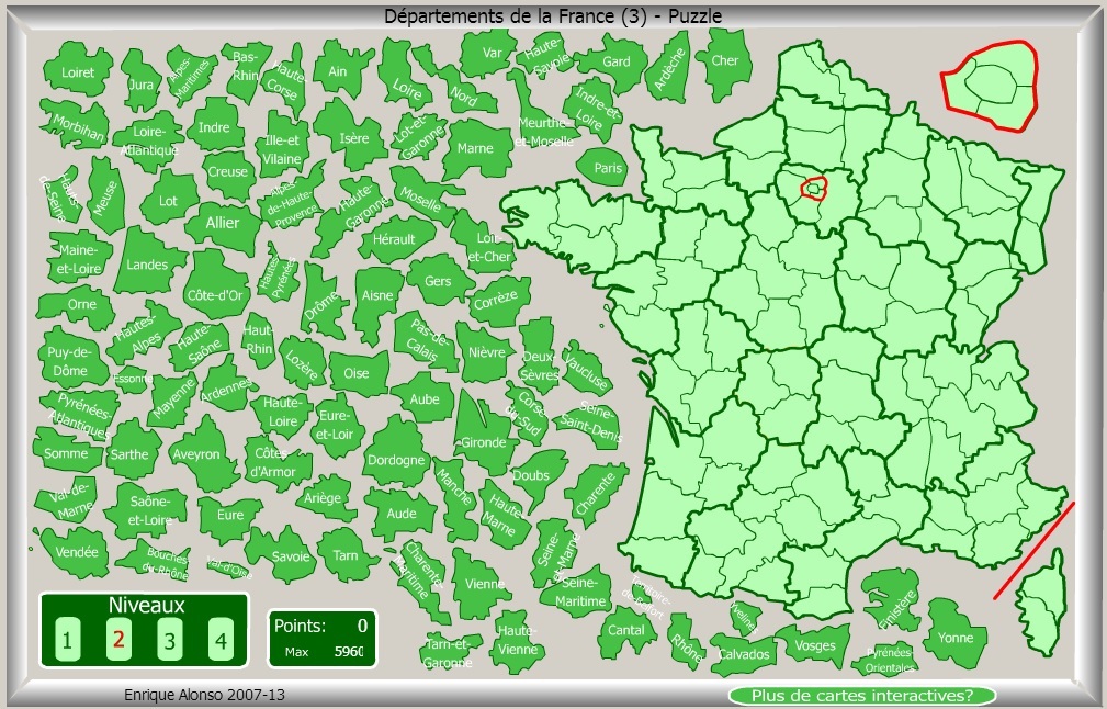 Puzzle gratuit departements francais