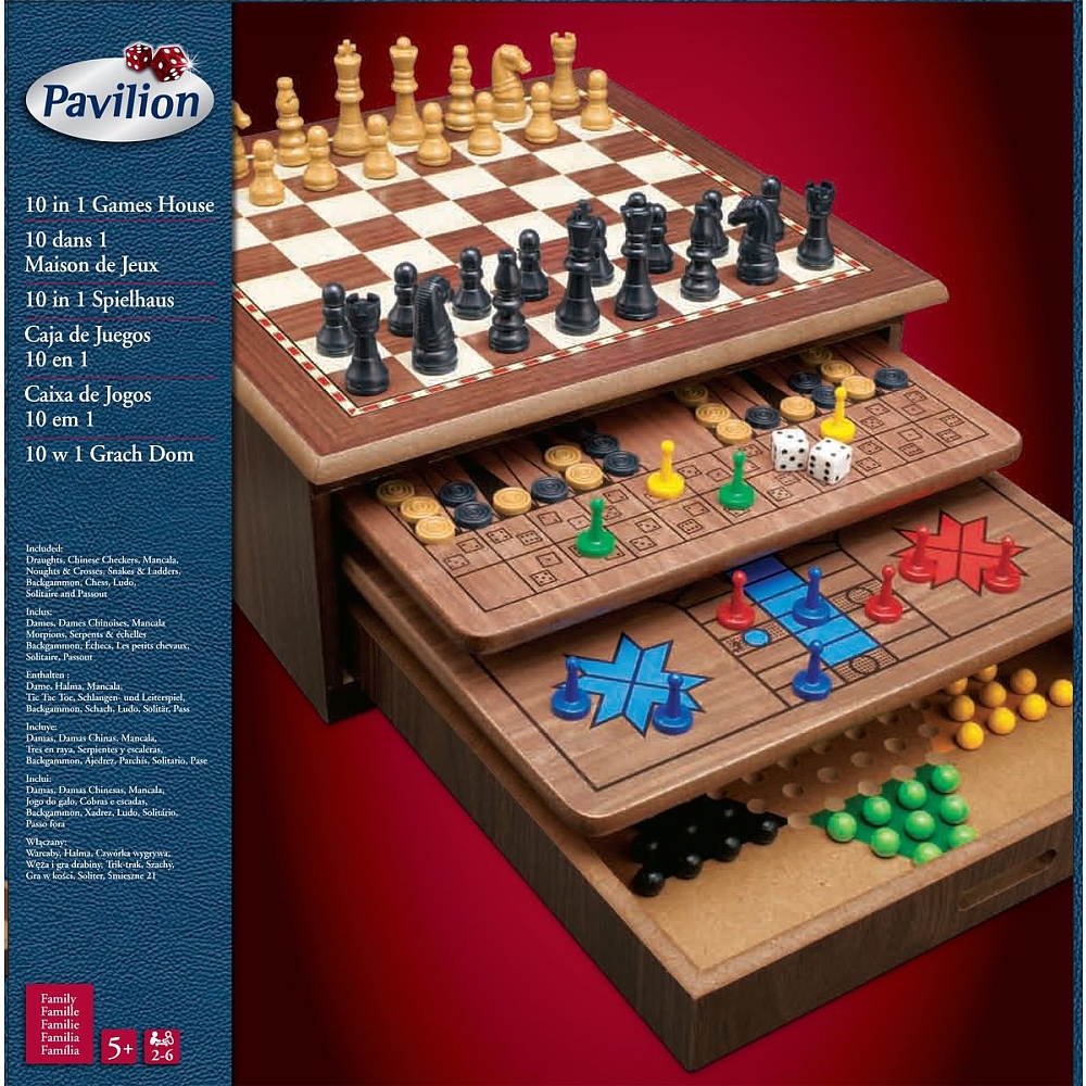 Coffret en bois de jeux de société