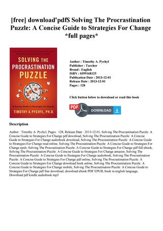 Solving the procrastination puzzle pdf download
