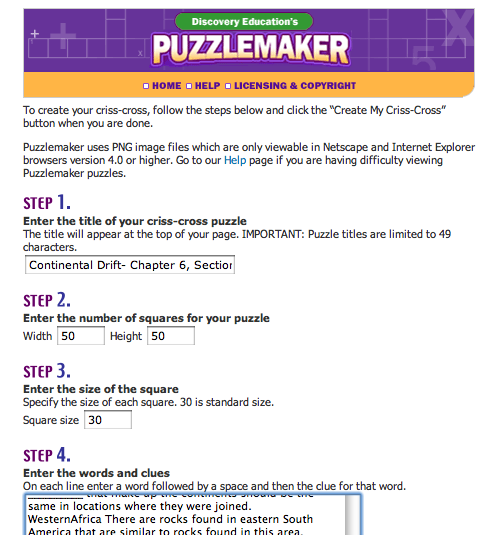 Puzzle maker com criss cross