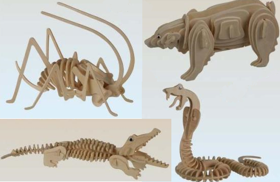 Puzzle 3d animaux bois