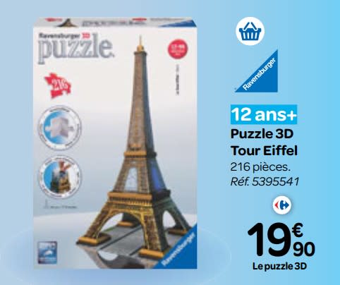 Puzzle 3d tour eiffel ravensburger carrefour