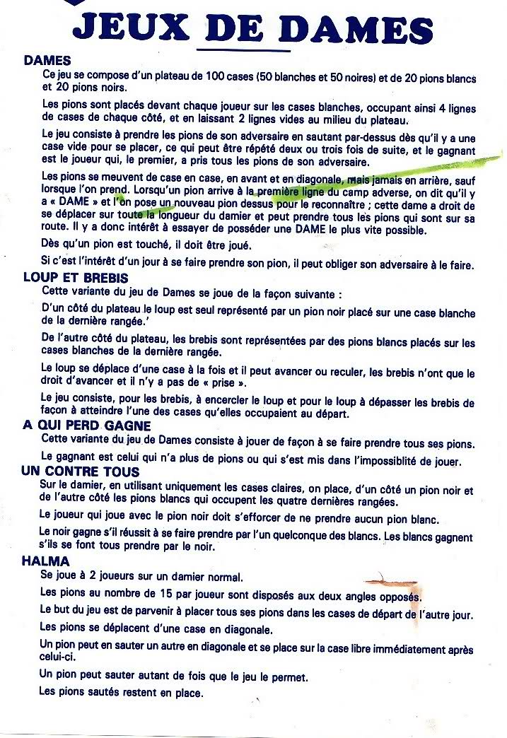 Règle des jeux de société